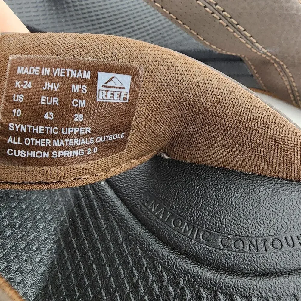 REEF Mens Cushion Spring 2.0 Flip Flop Sandals Thong Size 10 Brown Faux Leather